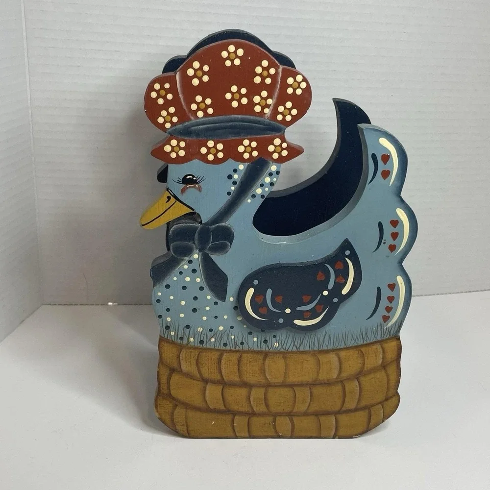 Vintage Chicken Napkin/Plate Holder HandPainted Country Handpainted Granny Core